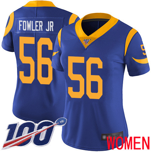 Los Angeles Rams Limited Royal Blue Women Dante Fowler Jr Alternate Jersey NFL Football 56 100th Season Vapor Untouchable